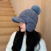Windproof Knitted Baseball Cap Thermal Ear Flap Protection Hat Fashion Pompom Plush Beanie  Women