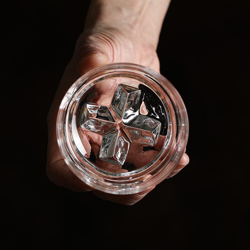 Super Clear Icy Feeling Cross Whiskey Glass Christian Church Wedding Party Wine Tasting Glasses Stackable Short Rocks Beer Mug