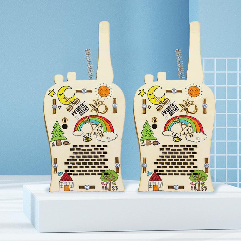 DIY Wooden Walkie-Talkie Kit for Kids - 200m Wireless Science Experiment Toy