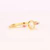 925 Sterling Silver Ring White Topaz Oval 5x3mm Pink Sapphire Ruby Multi Gem Rhodium or Yellow Gold Plated Women Jewelry