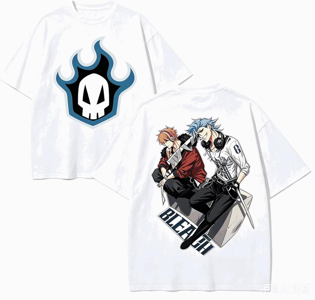 New Harajuku High-street Retro Fashion Loose Unisex High-quality Classic Best-selling T-shirt for BLEACH Anime Fans