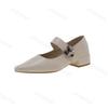 Fashion Retro Elegant Casual Mary Jane Women's Shoes 2025 Spring New Point Head Coarse Heel Shallow Mouth Pumps Comfortable Single Shoes