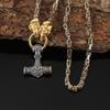Viking Skull Hammer Pendant Necklace - Retro Punk Jewelry