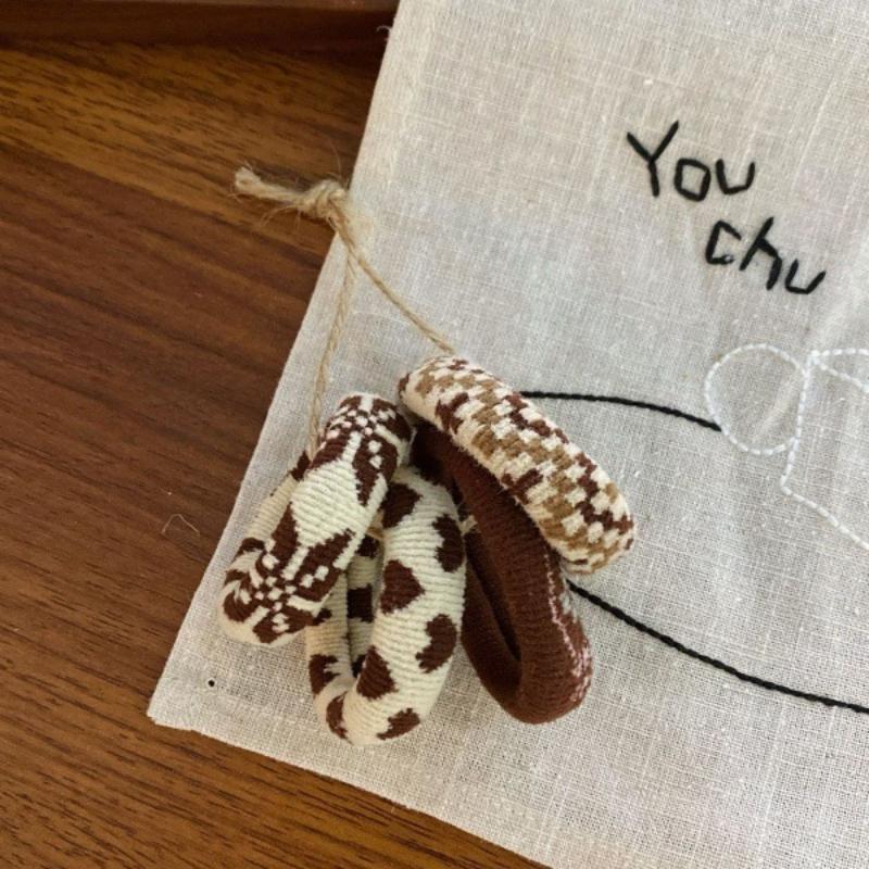 4Pcs/Set Elastic Hair Ropes Ethnic Pattern Hairband For Women High Ponytail Holder Scrunchies Rubber Band Hair Accessories