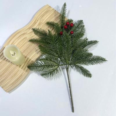 Simulation grüner Pflanze einzelner Zweig Trifork 11 Augen Französische Kiefer rote Früchte Dekoration Haus Blumenarrangement Dekoration Schießrequisiten