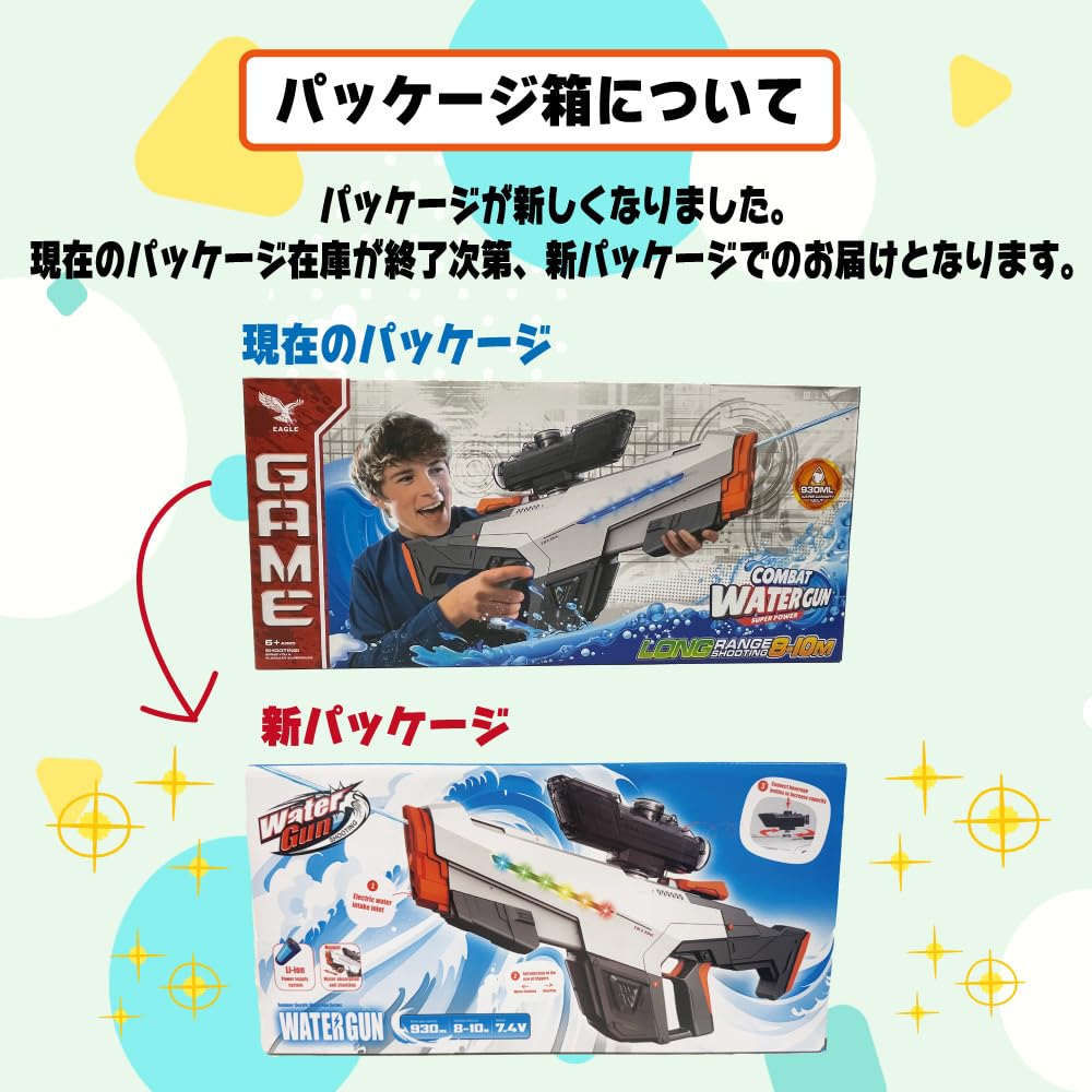 Electric Water Gun with LED Automatic Water and Two Water Guns 930ml Powerful Distance of Rapid and Water Play for Kids and High-spec Light, Refill,