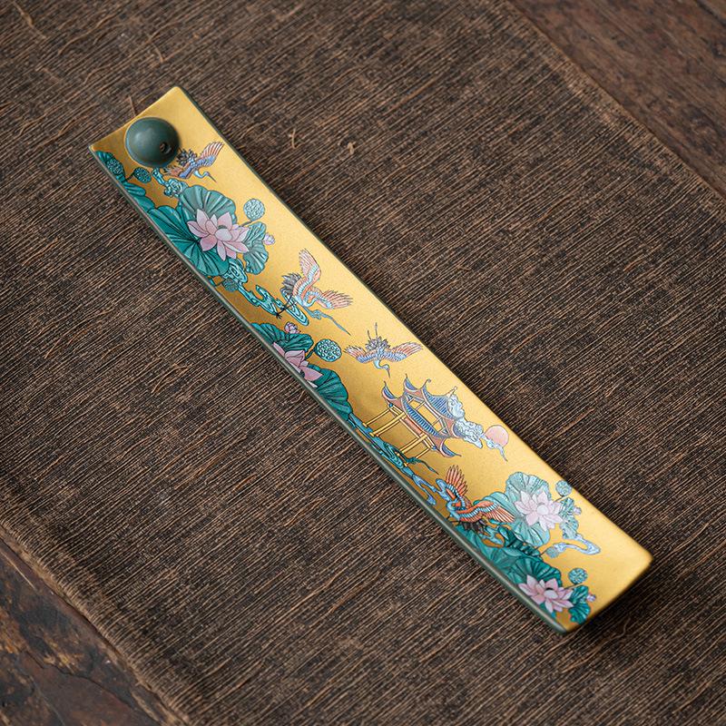 Guochao Antique-Style Ceramic Enamel Incense Holder Ornament for Home Cloisonné Sandalwood Incense Ceremony.