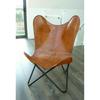 NEW Handmade Vintage Leather Butterfly Relax Arm Chair Sleeper Seat Folding