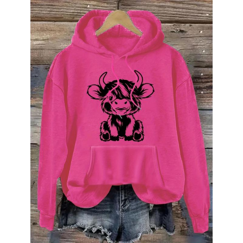 Women's Casual Fashion Hoodie with Cow Print