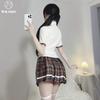 Erotic Lingerie College Uniform Student Cos Uniform Temptation Summer Short Skirt with Pleated Skirt Plaid Suit