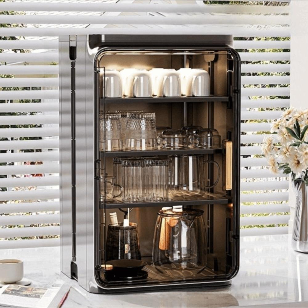 Durable Dustproof Desktop Cup Storage Rack Multi functional Cabinet Drain Cup Rack Dish Rack Stackable Kitchen Cupboard Bathroom
