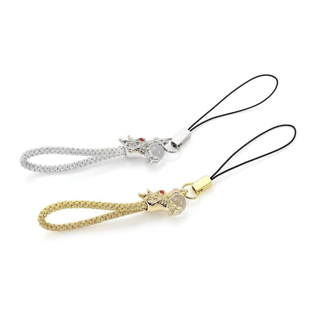 Strap Rising Dragon Keychain Dragon Crystal Rising Dragon Amulet Gold and Silver Set [Balzas]