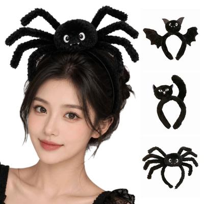 Zwarte Hoofdband Halloween Grappige Hoofddeksels Schattige Vleermuis Hoofdband Flexibele Spin Hoofdband Kostuum Accessoires