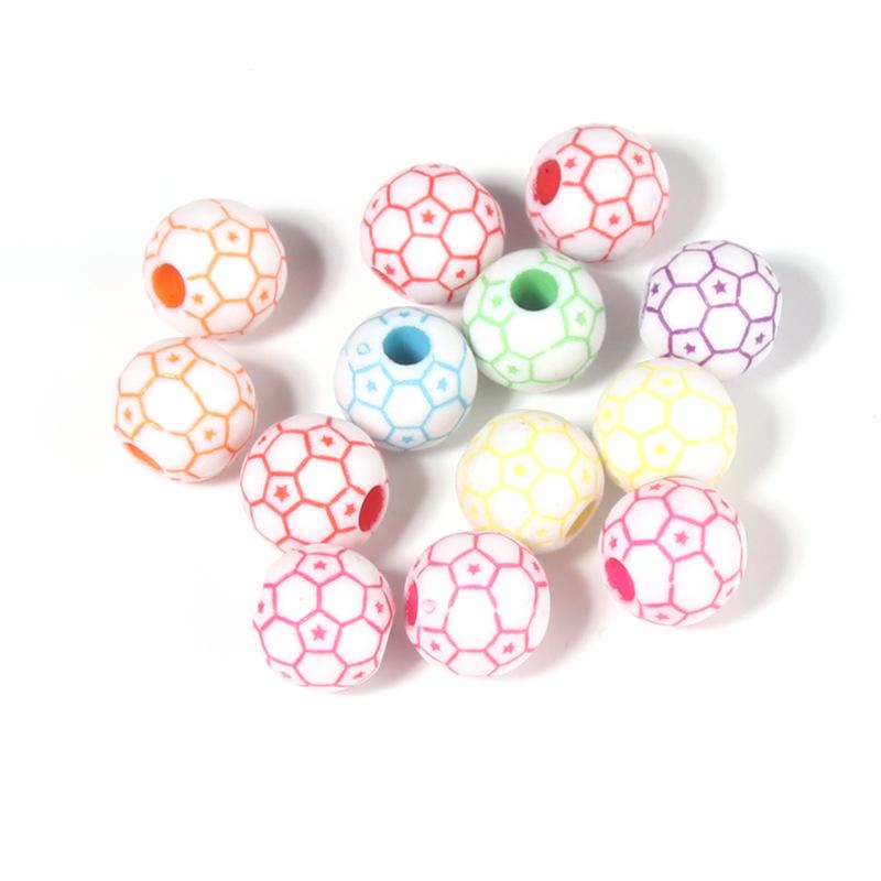 50 Pcs/bag Rugby, Basketball, Volleyball Acrylic Beads for Early Education & Handmade Crafts
