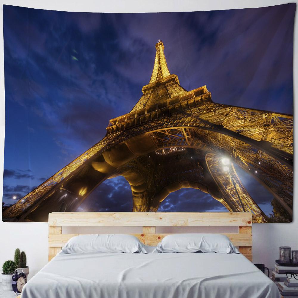 Eiffel Tower Landscape Tapestry Wall Hanging Vintage Style Background Cloth Home Decoration Living Room Dormitory Decoration