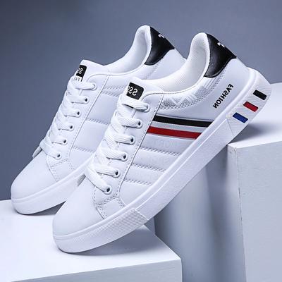 Platte Heren Casual Schoenen PU Leer Heren Board Schoenen Effen Veterschoenen Heren Gevulkaniseerde Schoenen voor Heren Alles-Passende Outdoor Casual Sneakers