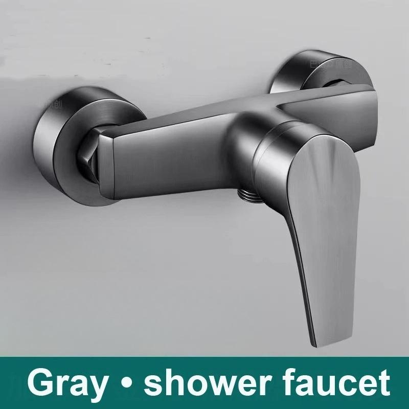 Hot and Cold Mixing Valve Bathroom Bathtub Faucets Wall Mounted Shower Faucets Plumbing Valve Switch Single Handle серый
