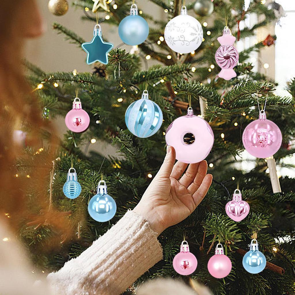 Christmas Ball 72 Pieces Festival Charm Pendant Shatterproof Ball Ornaments For Christmas Tree Fireplace Stair Banister Porch