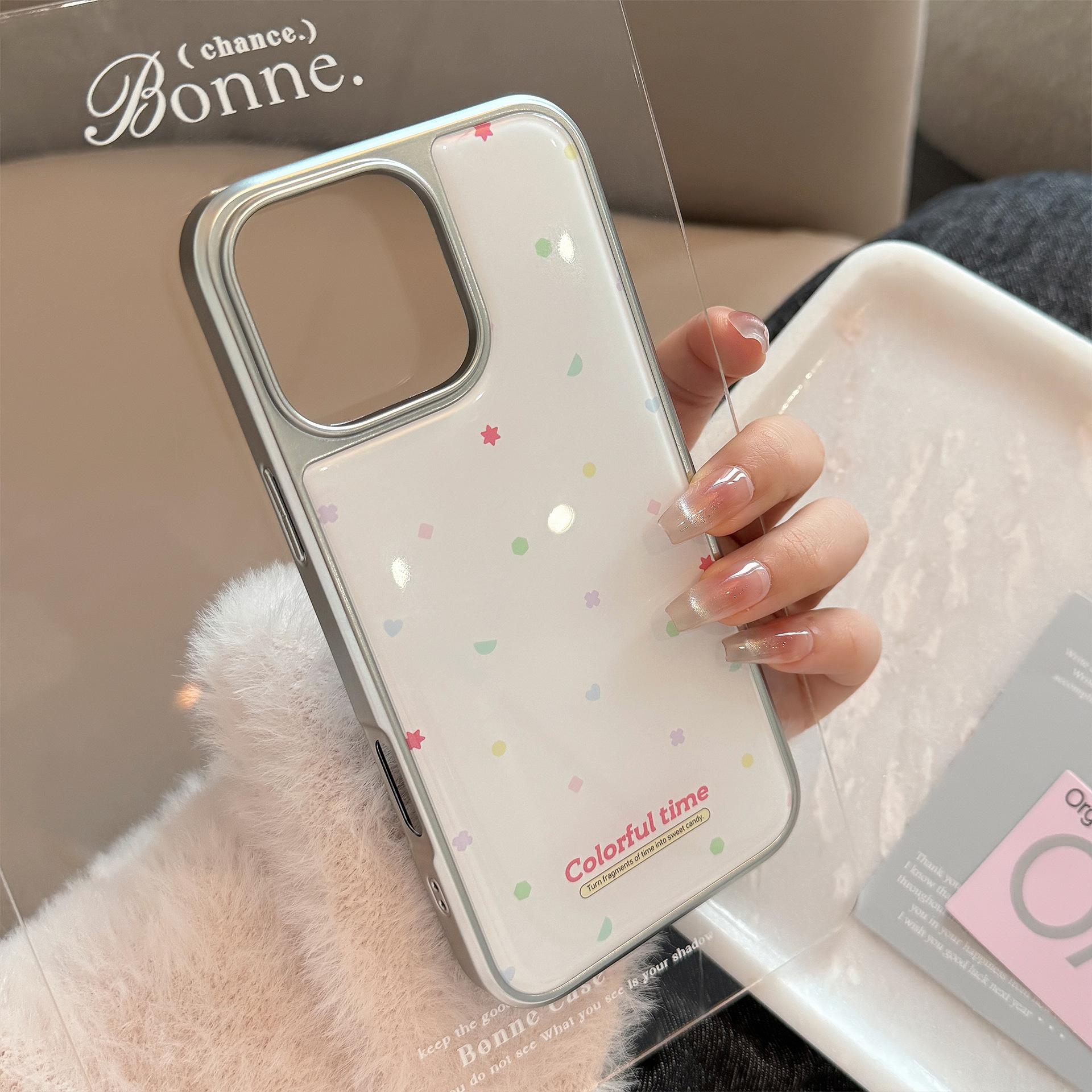 

Korean Pink Cottage Bracket Suitable for 16 Apple 15 Promax Mobile Phone Case Iphone 14 Silver Edge Glue 13 Hard 16promax