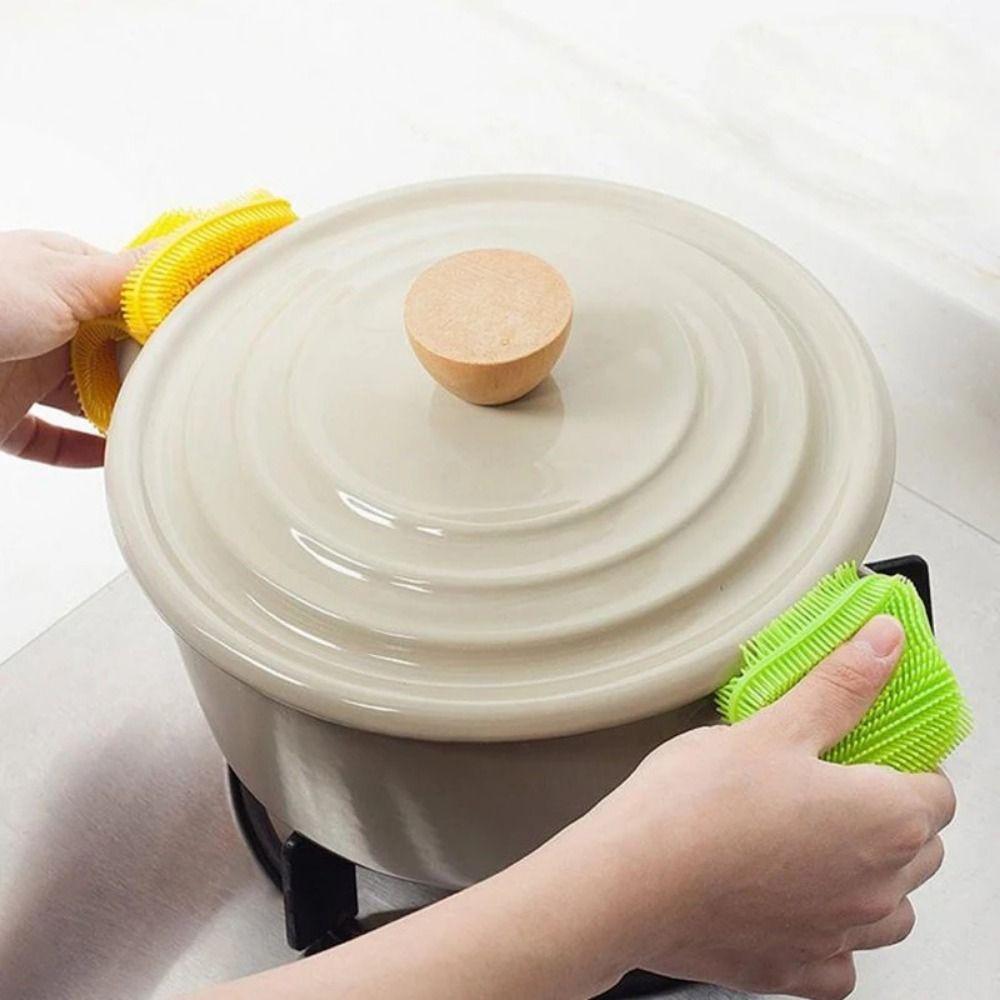 Soft Silicone Dishwashing Brush Flexible Washing Cleaning Brushes Pot Pan Sponge Scrubber  Kitchen