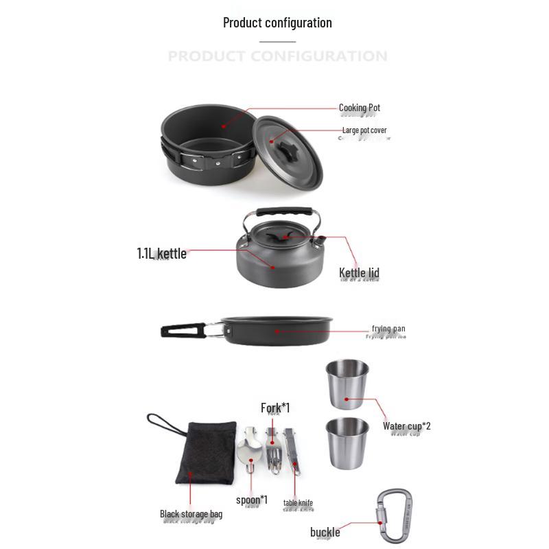 Hanlu DS-310 Przenośny Zestaw Naczyń i Czajnik na Kemping Outdoor