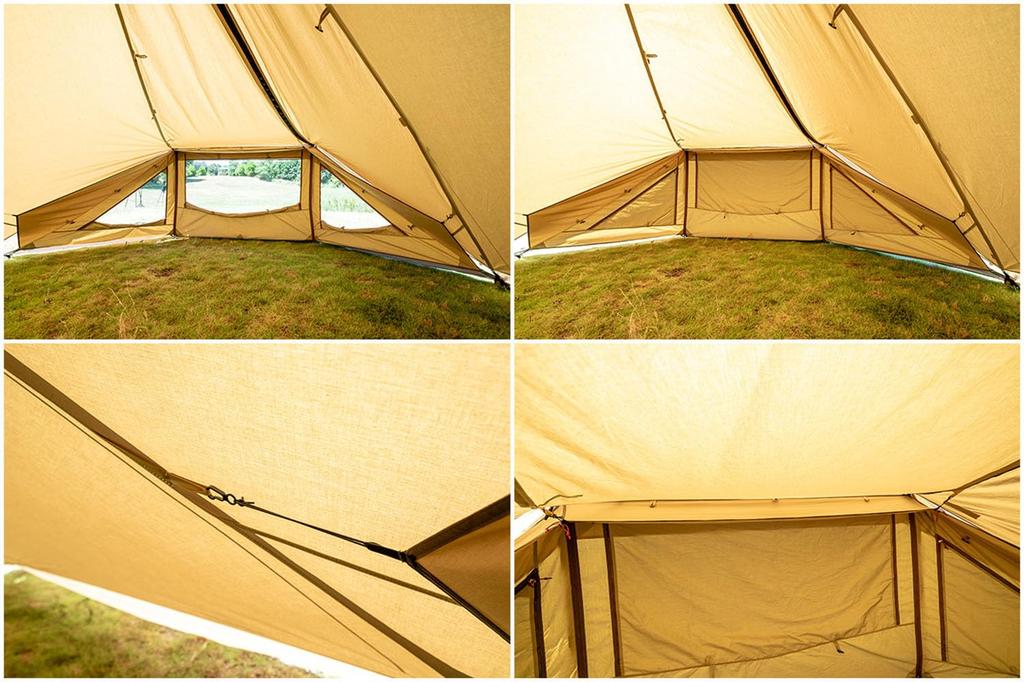 ogawa Outdoor Camping Tasso Mesh Screen Heptagon Sand Beige X Dark Brown 3511
