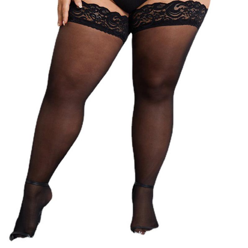 Large Size Women Stockings Lace Knee Sock Big Plus Size Sexy Thigh Pantyhose