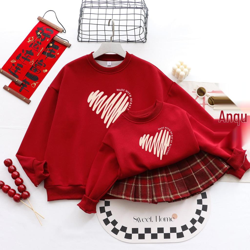 2025 Winter Velvet Hoodie Family Set: Mother & Child Matching Outfits for Stylish 100-Day Photo Shoots