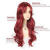 WTB Red Wavy Curly Long Hair Synthetic Wig Female Elegant Mystery Split Bangs Festival Cosplay Wave Long Curly Hair