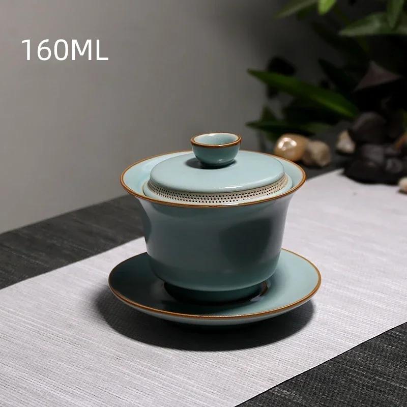 

160 мл Килимок Ру Ганьвань Чайна чаша з кришкою Саньцай Одиночна Високоякісний Набір для чаю Кунг-фу Великий китайський домашній чашка для чаю Чашка 200ml