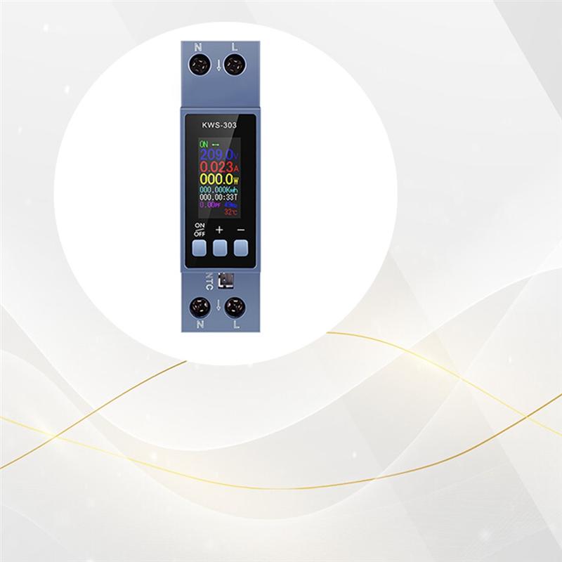 

AC Voltmeter Ammeter Wattmeter Din Rail Mount Energy Meter AC 80-290V Kwh Power Meter LED Digital Display Detector-B61B