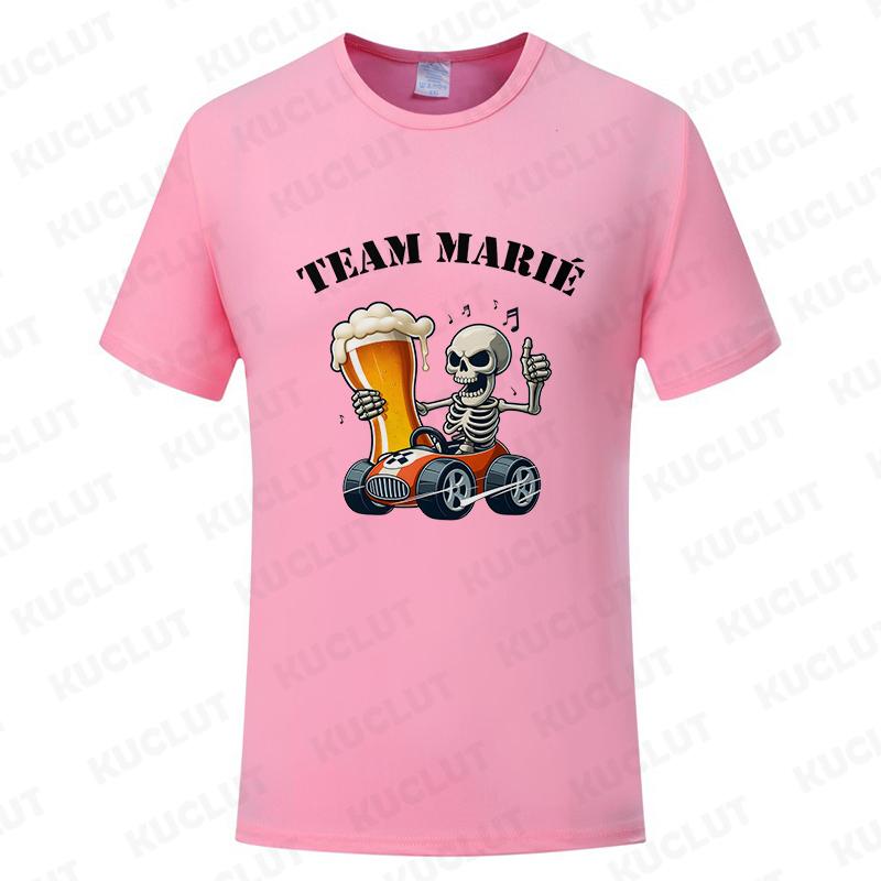 Evg Future Team Married Groom Man T-shirt Funny French Wedding Shirt Single Farewell Bachelor Party Tees Skeleton Beer Tops