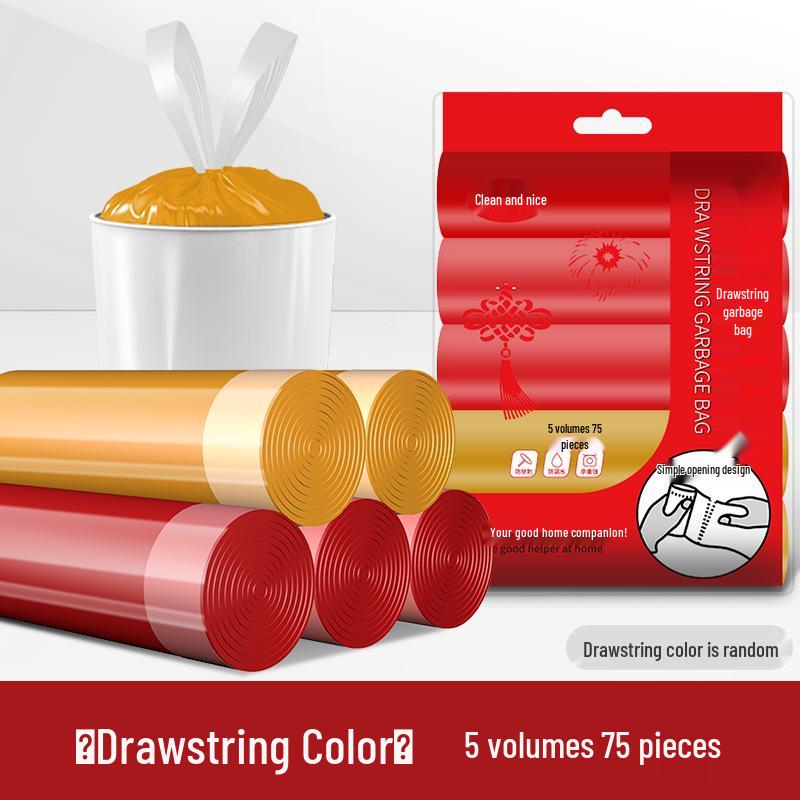Durable Large Drawstring Trash Bags for Kitchen, Living Room & Office - Tear-Resistant, Thick, Hand-Held Plastic