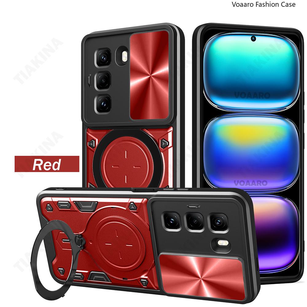 Slide Lens Armor Funda for Infinix Hot 50 5G Case for Infinix Hot 50 Pro Plus 5G Case Magnetic Rotate Ring Stand Holder Cover
