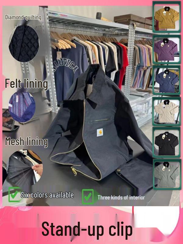 Detroit J01 Těžká canvasová bunda z čisté bavlny s retro klopou