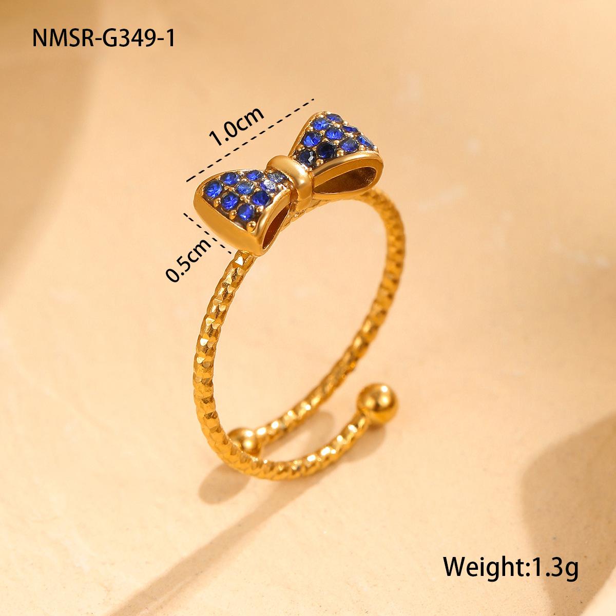 GEMCHIC Women s Fashion Adjustable Bowknot Ring with Colorful Zircon Stainless Steel Jewelry one size fits all