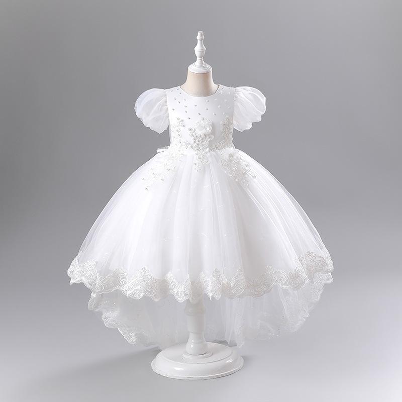 Girls' Formal Princess Festival Performance Wedding Dresses with Mesh and Trailing Fluff
