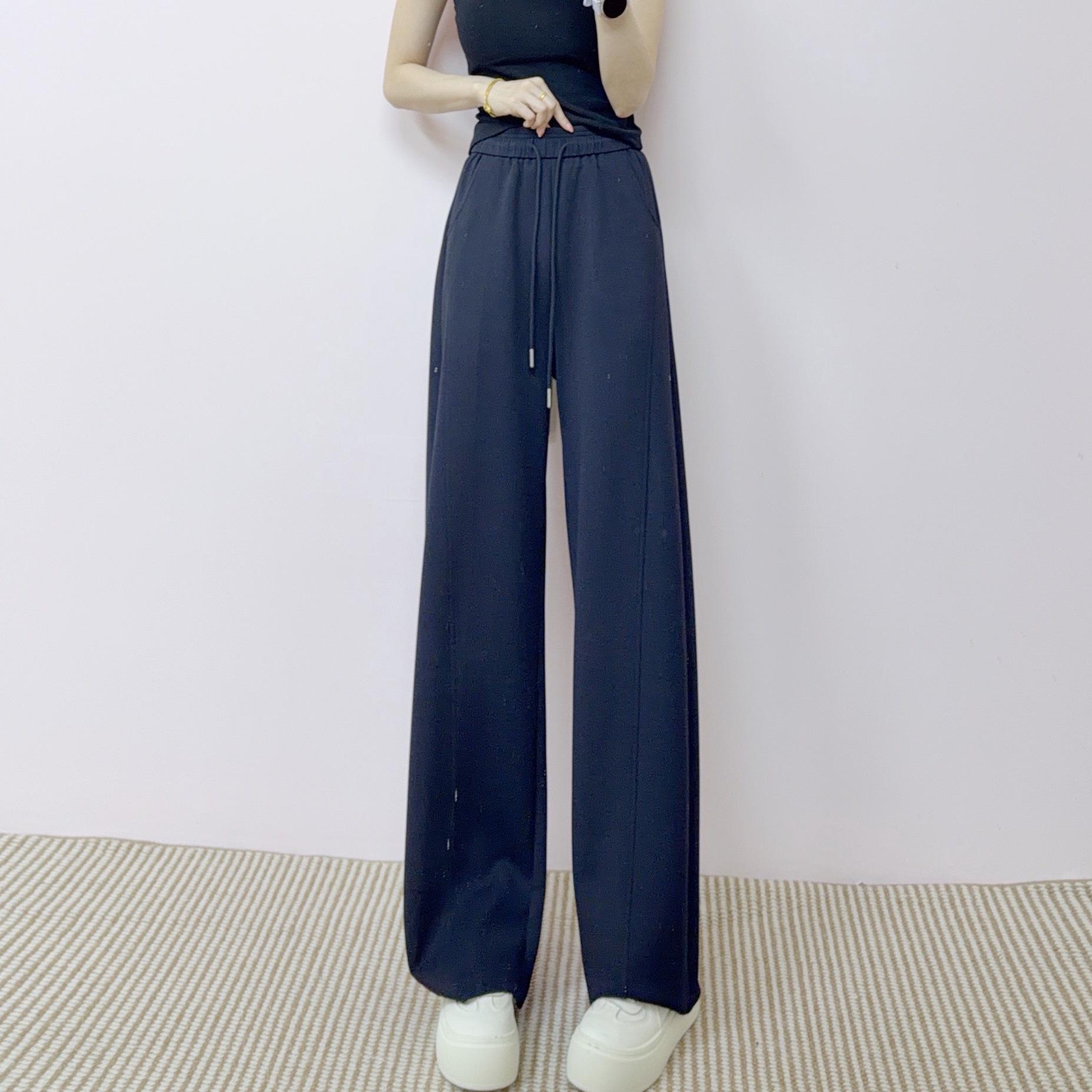 

2026 New High-Waisted Soft Slimming Wide-Leg Pants for Spring/Autumn M (54-59 kg) темно-синий