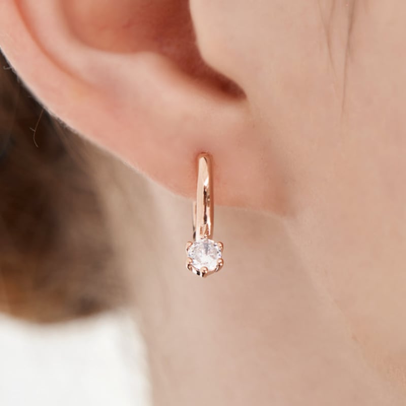 ELLE Jewelry 14K GF Basic Cubic Point One-Touch Earrings ELGPEE554