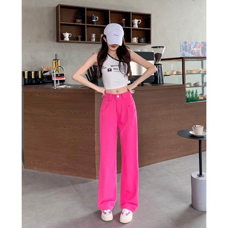 Women's High-Waist Wide-Leg Jeans - Slim, Straight, and Loose Fit for Spring, Autumn, Winter 2024.