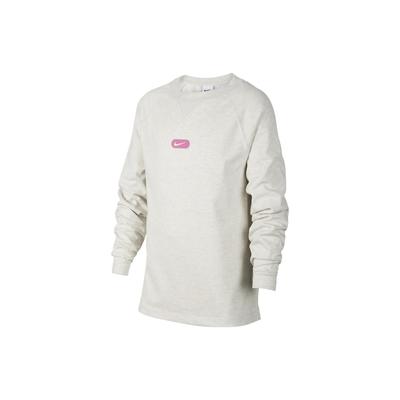Nike Dri-FIT Athletics Solid Training Crew Neck Long Sleeve Kids Tops Light-Bone DX5372-072