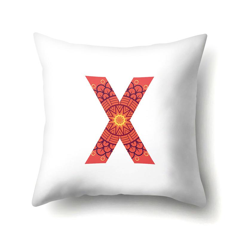 Polyester Pillowcase Home Geometric Striped Print Pillowcase 26 English Letter Cushion Cover