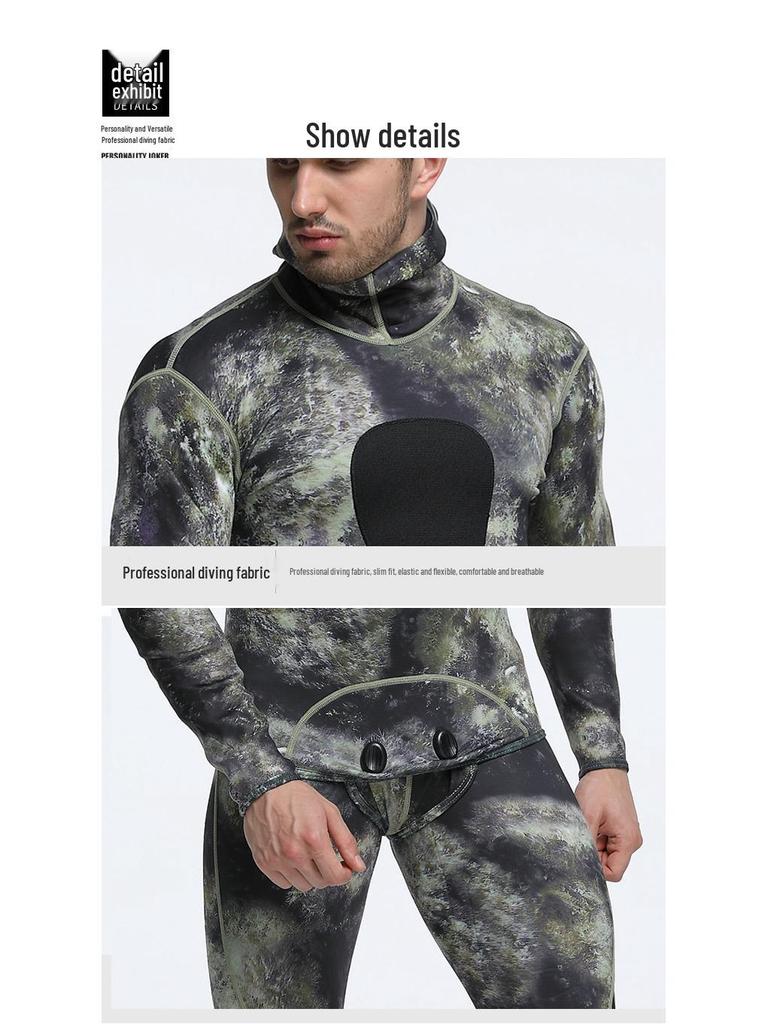 Męski 1,5MM Neoprenowy Kombinezon Dwuczęściowy Do Nurkowania w Kamuflażu