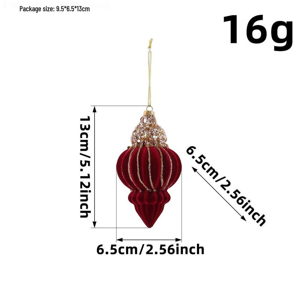 New Christmas Tree Red Flocking Ornaments and Bow Decorations