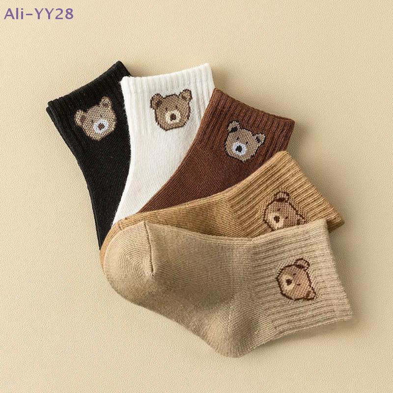 {MX} 5Pair Cute Cartoon Bear Kid Socks Winter Warm Mid-calf Socks Soft Comfortable Breathable Socks