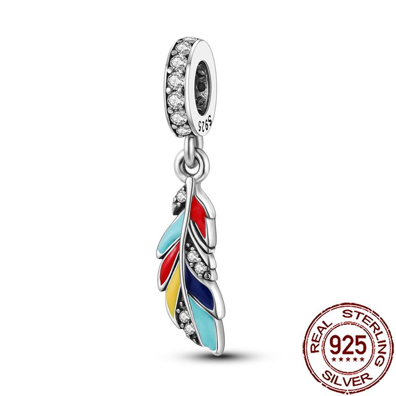 Charms Copper Lucky Horseshoe Clover Dreamcatcher Feather Dangle Beads Fit Bracelet Necklace Women Diy Jewelry