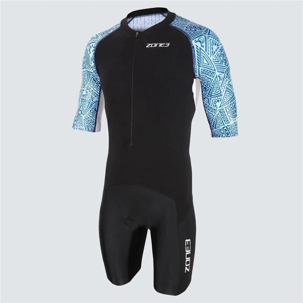 Zone Men Cycling Short Sleeve Swiming Suit Triathlon Bike Racing Tri Suit Maillot Ciclismo Swimming Running Clothing Skinsuit