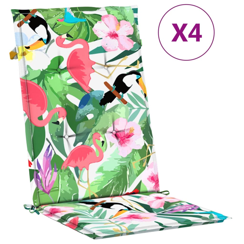 High Back Cushions 4 pcs Multicolored Fabric