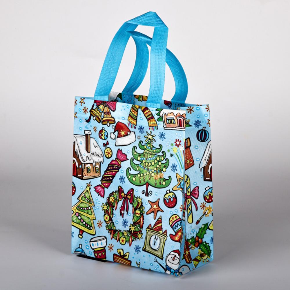 Christmas Gift Bag Non-Woven Candy Gift Packaging Non-Woven Holiday Bag Printed Snowman Tote Bag For New Year Christmas Gift