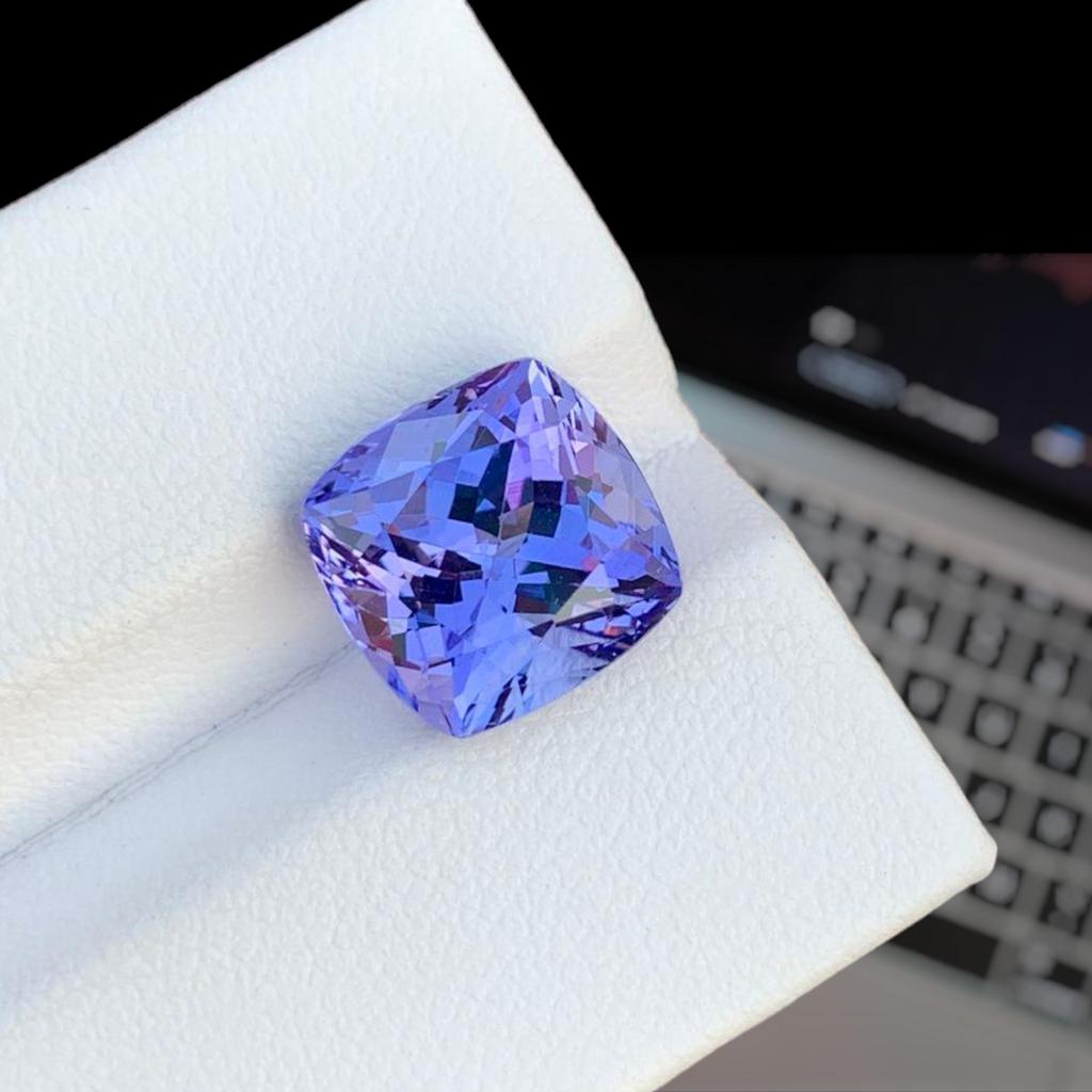 AA+ Quality Natural Tanzanite Gemstone: Loose Cushion Cut Gemstone.
